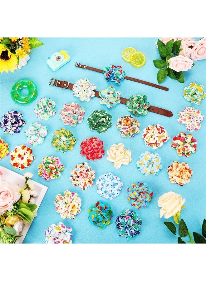 Sanwuta 100 Pcs Dog Collar Flowers Charms for Summer Hawaiian Pet Flower Collar Bow Ties Seasonal Dog Accessories Slides Attachment For Small Medium Large Dogs Cat Puppy Bows Grooming Supplies - Image 2