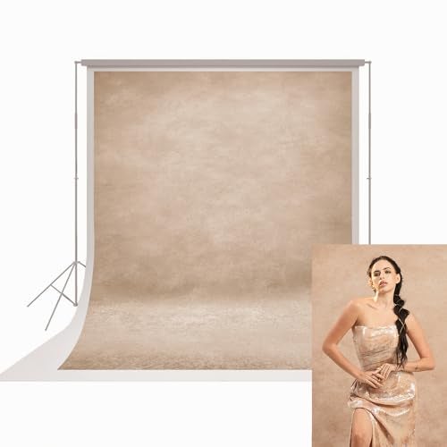 UrcTepics 8x10ft Beige Abstract Textured Professional Photography Backdrop Fabric for Studio Portraits Headshot Event - Image 1