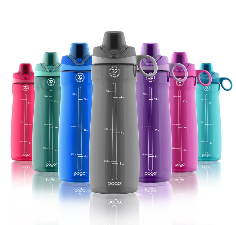 Pogo BPA-Free Tritan Plastic Water Bottle with Chug Lid  40 Oz  Grey