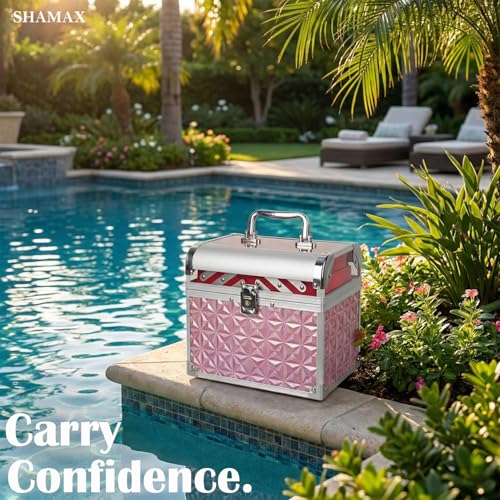 SHAMAX® Mettalic Professional Vanity Case 4 Trays with Adjustale Dividers Makeup Case for Makeup Artist with Lock and Compartments Wedding Bride/Gifting/sagai - Image 3