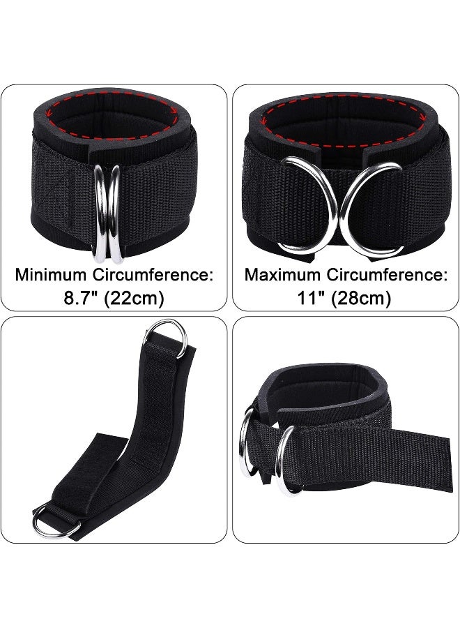 Techion Techion 1 Pair of Fitness Ankle Straps for Cable Machine - Double D-Ring, Adjustable Comfort fit Neoprene - for Men and Women - Black  - Image 1