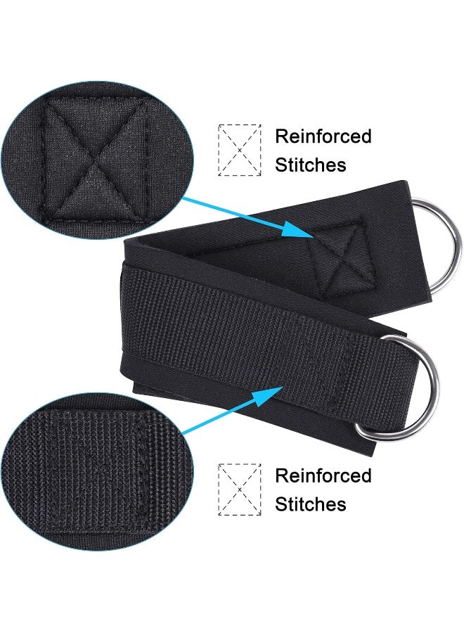 Techion Techion 1 Pair of Fitness Ankle Straps for Cable Machine - Double D-Ring, Adjustable Comfort fit Neoprene - for Men and Women - Black  - Image 5