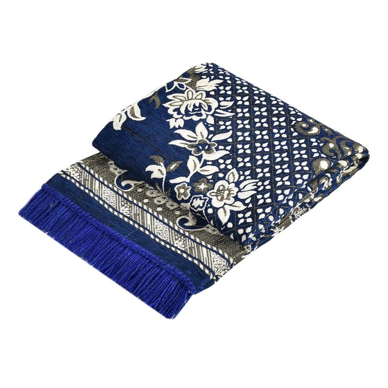 Outlay Home Outlay Home Heavy Fabric Velvet Touch BedroomLiving RoomDrawing Room Yoga Hall Designer Velvet CarpetAnti Slip Washable Rugs 60 Inch X 84 Inch 5 Feet X 7 Feet I150 X 210 Cm Navy Blue  - Image 4