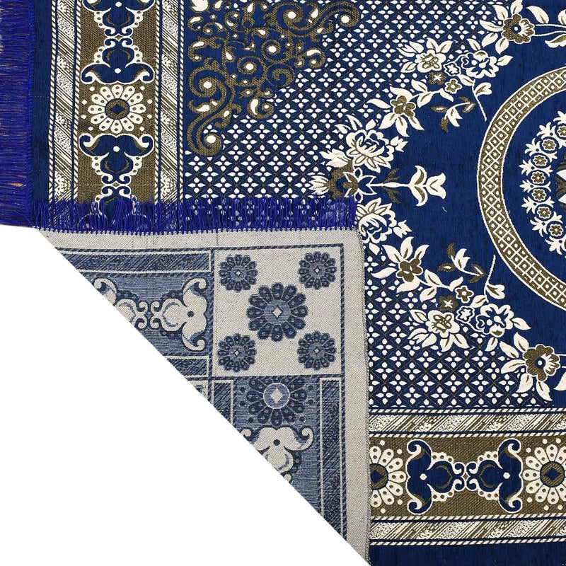 Outlay Home Outlay Home Heavy Fabric Velvet Touch BedroomLiving RoomDrawing Room Yoga Hall Designer Velvet CarpetAnti Slip Washable Rugs 60 Inch X 84 Inch 5 Feet X 7 Feet I150 X 210 Cm Navy Blue  - Image 3