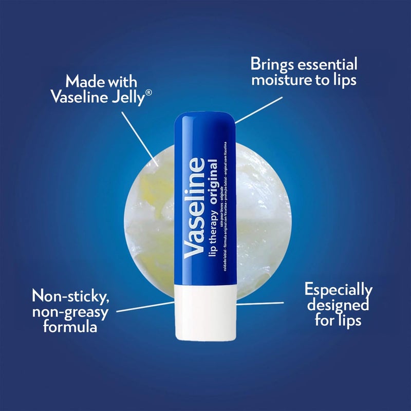 Vaseline Lip Therapy Original 8-Pack â€“ Lip Moisturizer for Dry, Cracked Lips, 0.16 Oz Ea - Image 4