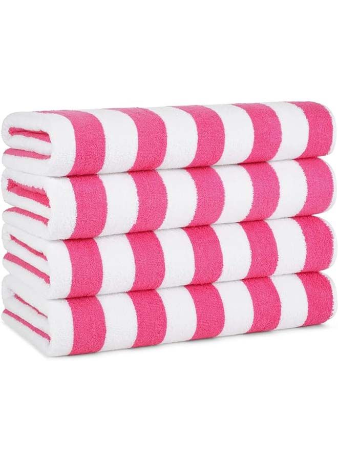 SIGNOOLA Beach Towel Striped 180x70 cm-White-Rose  - Image 1