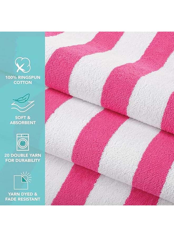 SIGNOOLA Beach Towel Striped 180x70 cm-White-Rose  - Image 3