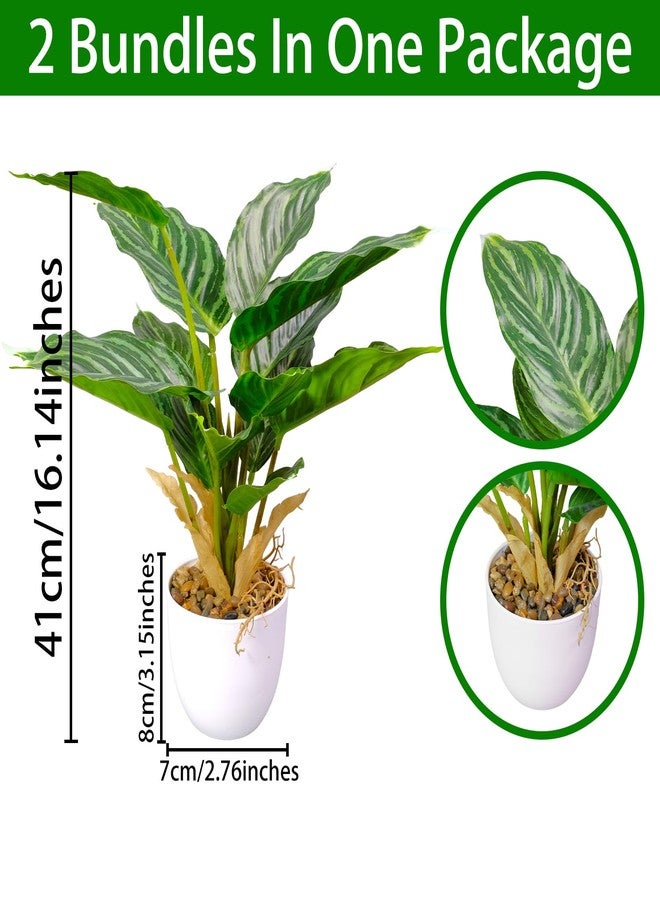 AUMVEYI 2 Pack Artificial Hosta Potted Plants, Medium Fake Tropical Plants in Pot, Faux Green Plants Indoor for Office Table Desk Home Décor - Image 3