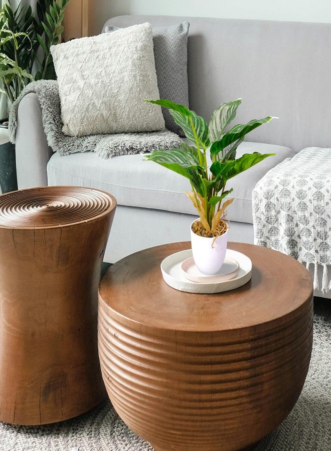 AUMVEYI 2 Pack Artificial Hosta Potted Plants, Medium Fake Tropical Plants in Pot, Faux Green Plants Indoor for Office Table Desk Home Décor - Image 2