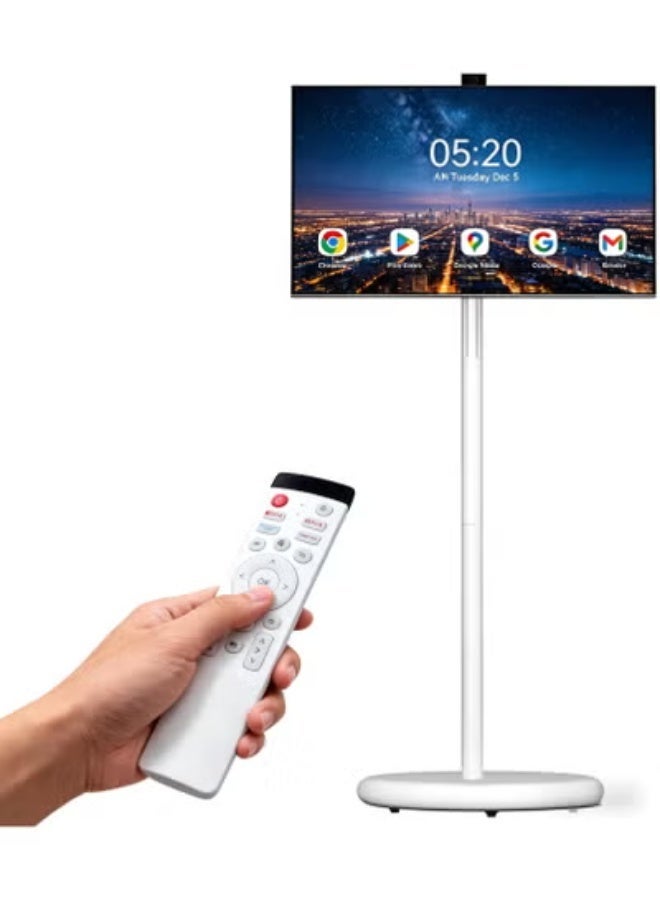 ڤي إل إتش VLH تلفاز بشاشة لمس 27 بوصة FHD على عجلات، تلفاز ذكي محمول على عجلات، 6G 128GB، بطارية 27000mAh، نظام تشغيل أندرويد 15، معتمد من EDLA، تلفاز لوحي لاسلكي مع تحكم عن بعد صوتي، كاميرا مدمجة 13 ميجابكسل - Image 1