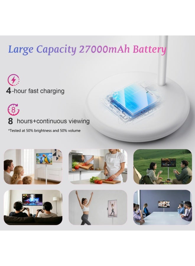 VLH 27″ FHD Touch Screen Rolling TV, Smart Portable TV on Wheels, 6G+128GB, 27000mAh Battery, Android 15 OS, EDLA-Certified, Wireless Tablet TV with Voice Remote Control, Built-in 13MP Camera - Image 5