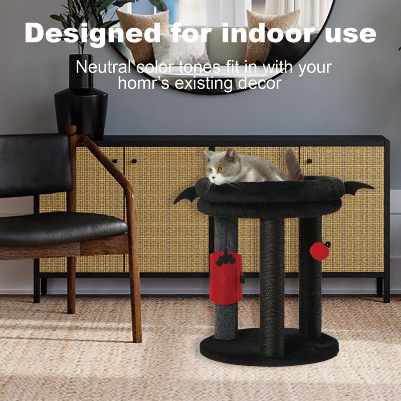 MECOOL 4in1 Small Cat Tree,Scratching Post with Tower Soft Bed, Sisal Carpet Jute Posts with Three Hanging Ball Toys and Massage Brush for Indoor Cats and Kittens - Image 5