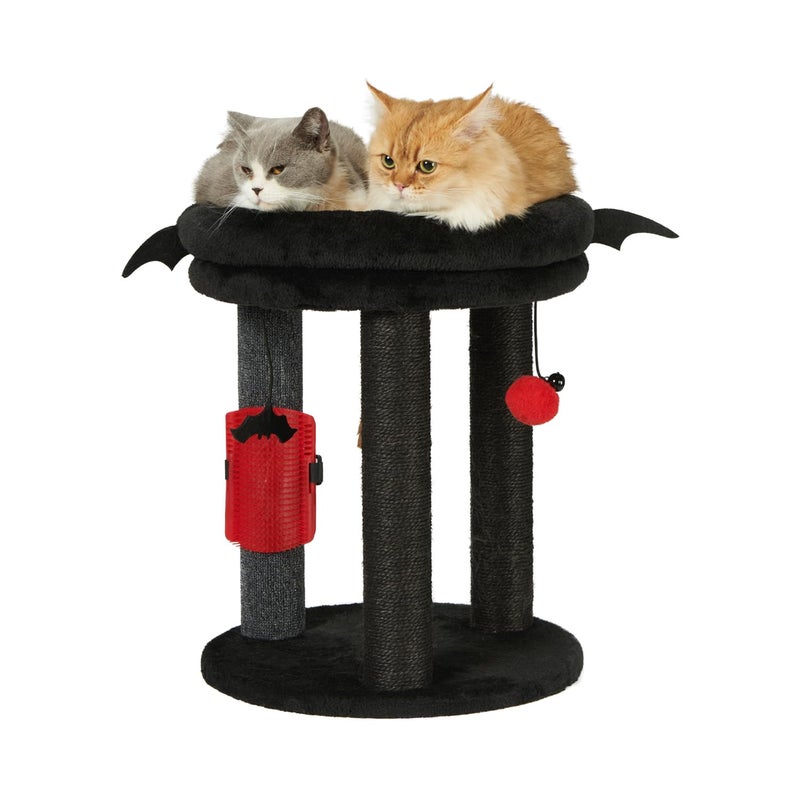 MECOOL 4in1 Small Cat Tree,Scratching Post with Tower Soft Bed, Sisal Carpet Jute Posts with Three Hanging Ball Toys and Massage Brush for Indoor Cats and Kittens - Image 1