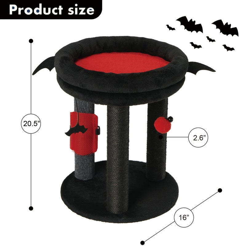 MECOOL 4in1 Small Cat Tree,Scratching Post with Tower Soft Bed, Sisal Carpet Jute Posts with Three Hanging Ball Toys and Massage Brush for Indoor Cats and Kittens - Image 4