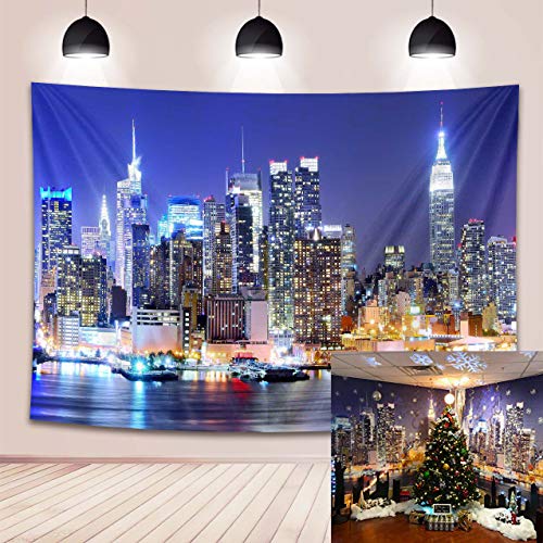 Botong BINQOO 7x5FT New York City Skyline Backdrop New York Night Scene Background NYC Bridge Skyscraper Urban Light Photo Studio Porps - Image 1