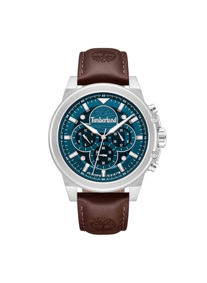 Fast Strike Green Dial Leather Strap Multifunction Watch for Men, 46mm