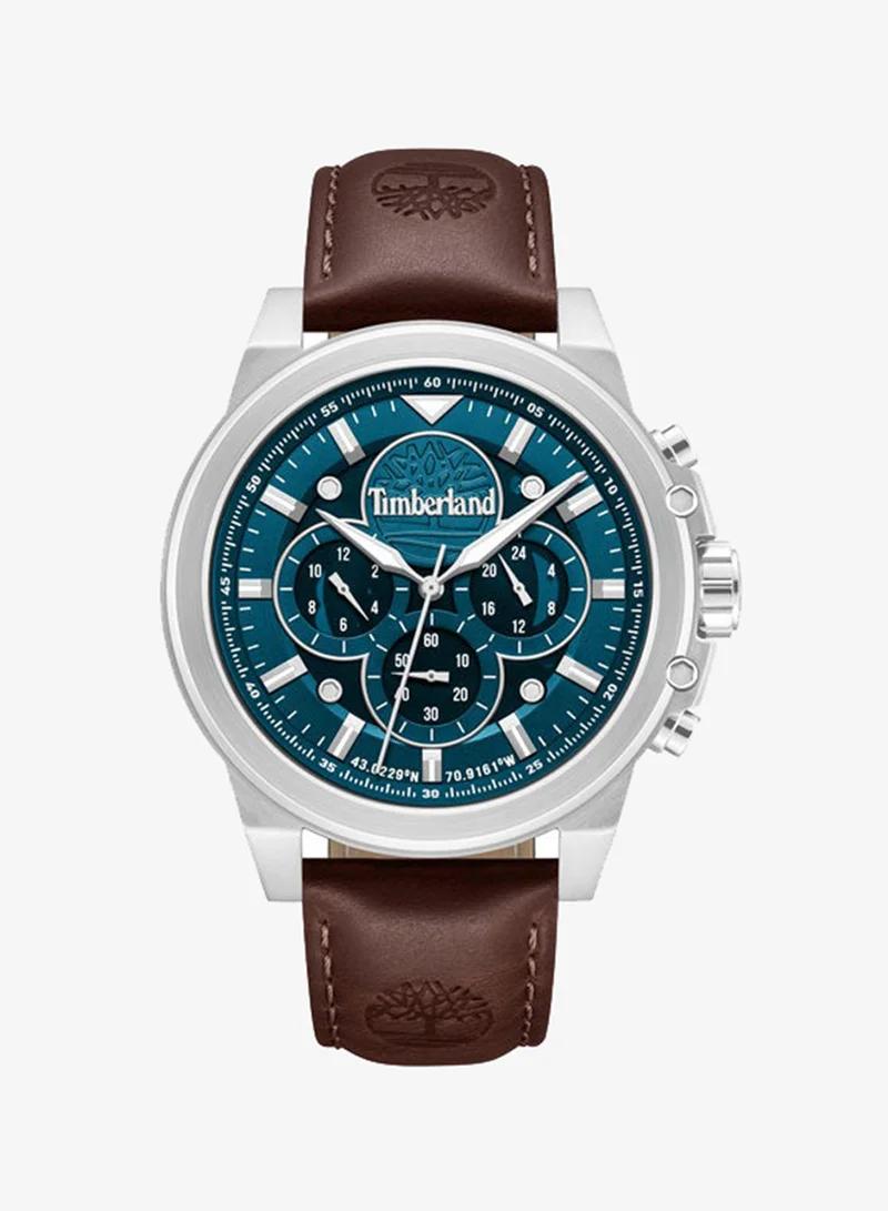 Timberland Fast Strike Green Dial Leather Strap Multifunction Watch for Men, 46mm