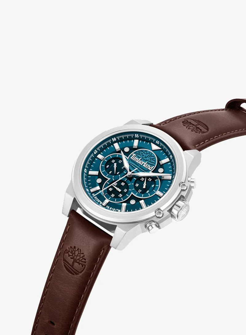 Timberland Fast Strike Green Dial Leather Strap Multifunction Watch for Men, 46mm