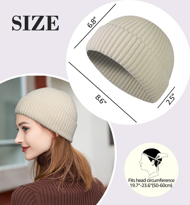 HiRui Fisherman Beanie for Men Women, Knit Trawler Beanie Watch Hats Winter Caps (Beige) - Image 5