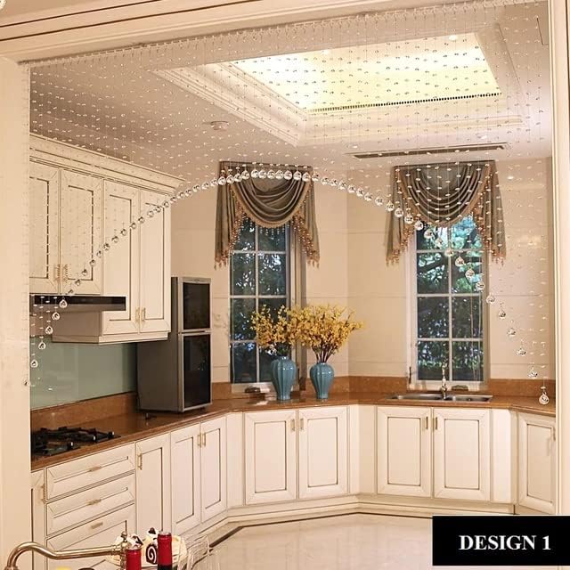 GANE-SHLIGHTS GANESHLIGHTS GL 50 String 100 Glass Drops Acrylic Bead String Hanging Crystal Curtain A1 50 String Suitable to 6 to 7 Feet Width - Image 2