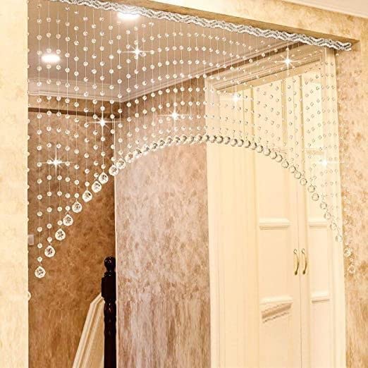 GANE-SHLIGHTS GANESHLIGHTS GL 50 String 100 Glass Drops Acrylic Bead String Hanging Crystal Curtain A1 50 String Suitable to 6 to 7 Feet Width - Image 1