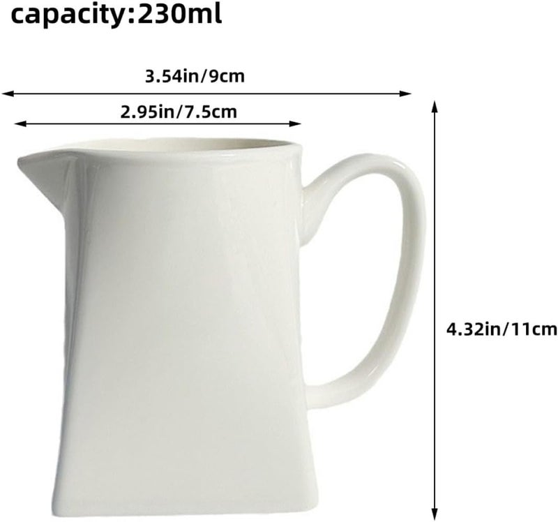 MAGICLULU Ceramic Milk Pitcher 230ml Small Creamer Jug with Spout White Porcelain Milk Serving Jug for Coffee Tea and Afternoon Tea Use - Image 2