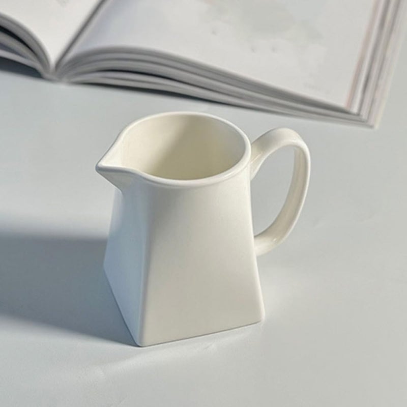 MAGICLULU Ceramic Milk Pitcher 230ml Small Creamer Jug with Spout White Porcelain Milk Serving Jug for Coffee Tea and Afternoon Tea Use - Image 4