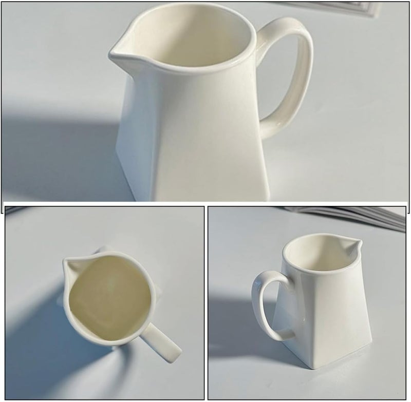 MAGICLULU Ceramic Milk Pitcher 230ml Small Creamer Jug with Spout White Porcelain Milk Serving Jug for Coffee Tea and Afternoon Tea Use - Image 3