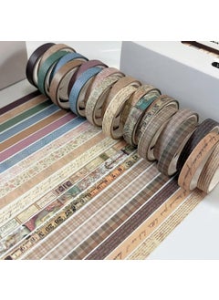 HASTHIP HASTHIP® 20Rolls Vintage Washi Tape Set, 0.7cm x 3m Narrow Washi Tape DIY Scrapbooking Decoration, Retro Decorative Antique Patterns Masking Tapes for Arts, DIY Crafts, Journals, Planners, Scrapbook  - Image 4