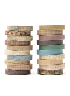 HASTHIP HASTHIP® 20Rolls Vintage Washi Tape Set, 0.7cm x 3m Narrow Washi Tape DIY Scrapbooking Decoration, Retro Decorative Antique Patterns Masking Tapes for Arts, DIY Crafts, Journals, Planners, Scrapbook  - Image 1