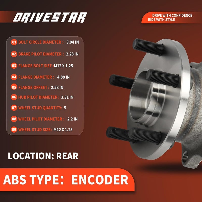 DRIVESTAR 512293 Rear Wheel Hub & Bearing Assembly for Subaru Legacy and Outback (2005-2009) - Image 3