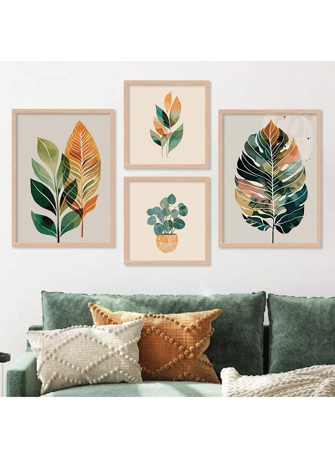 Home Trove Kotart Premium Digital Paintings With Frame For Home Decoration - Nature Inspired Leaf Painting For Living Room Bedroom Office Room Decor - Painting For Wall Decoration - Pack Of 4  - Image 1