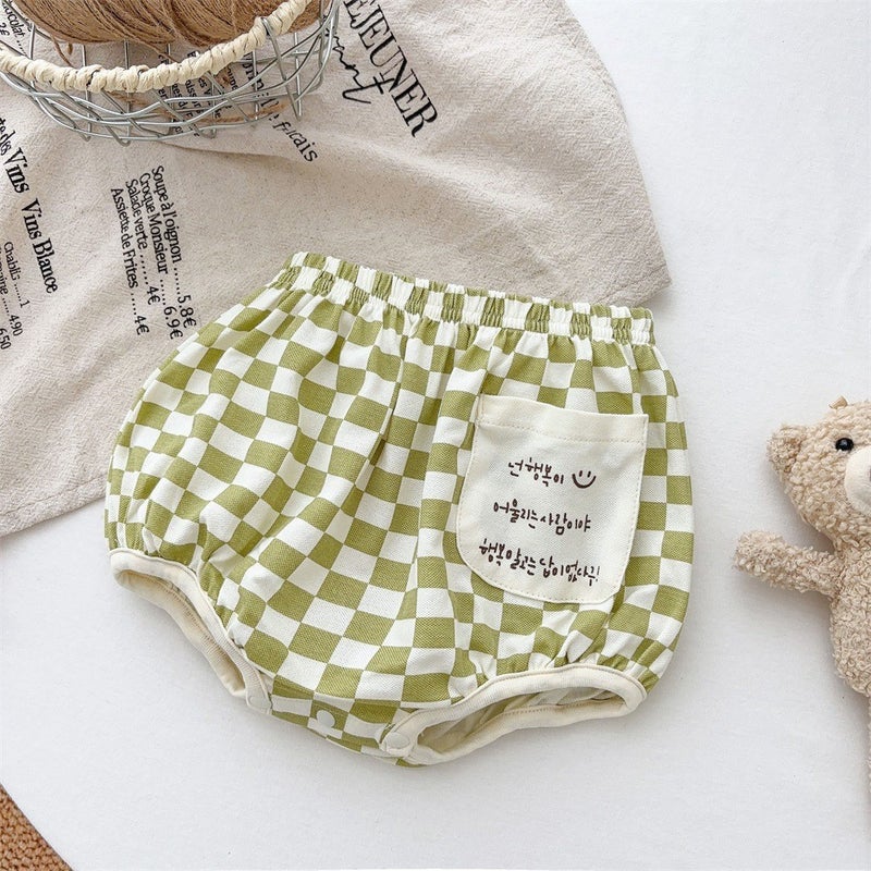 Korean Style Baby Clothes 2024 Summer New 1-3 Years Old Baby Boy Cotton Two-Piece Thin Class A Outfit B green [shorts]]