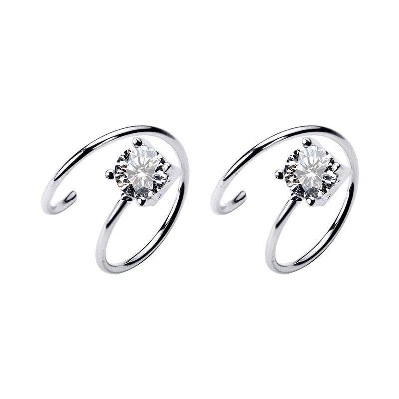 Izpack Cubic Zirconia Cuff Small Hoop Earrings Sterling Silver Dainty Crystal Cartilage Twist Crawler Wrap Huggie Earring Ear Piercing Hypoallergenic Sensitive Ears - Image 1