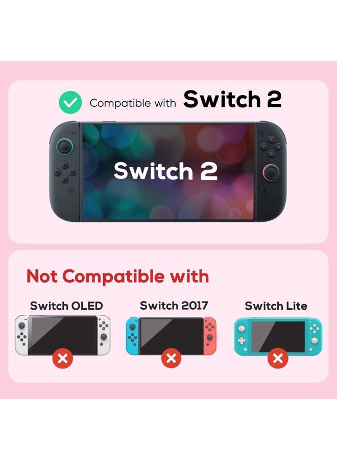 TIKOdirect Protective Case for Switch 2, Protected by Soft Full Skin Cover with Pretty Cute Pattern, Silicone Slim Shockproof Back and Grip Case for Switch 2, Pink - Image 4
