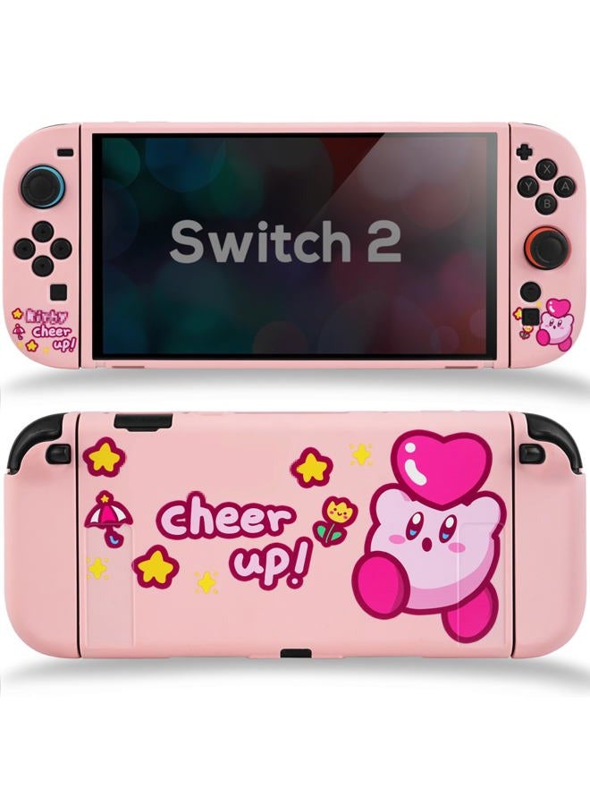TIKOdirect Protective Case for Switch 2, Protected by Soft Full Skin Cover with Pretty Cute Pattern, Silicone Slim Shockproof Back and Grip Case for Switch 2, Pink - Image 1