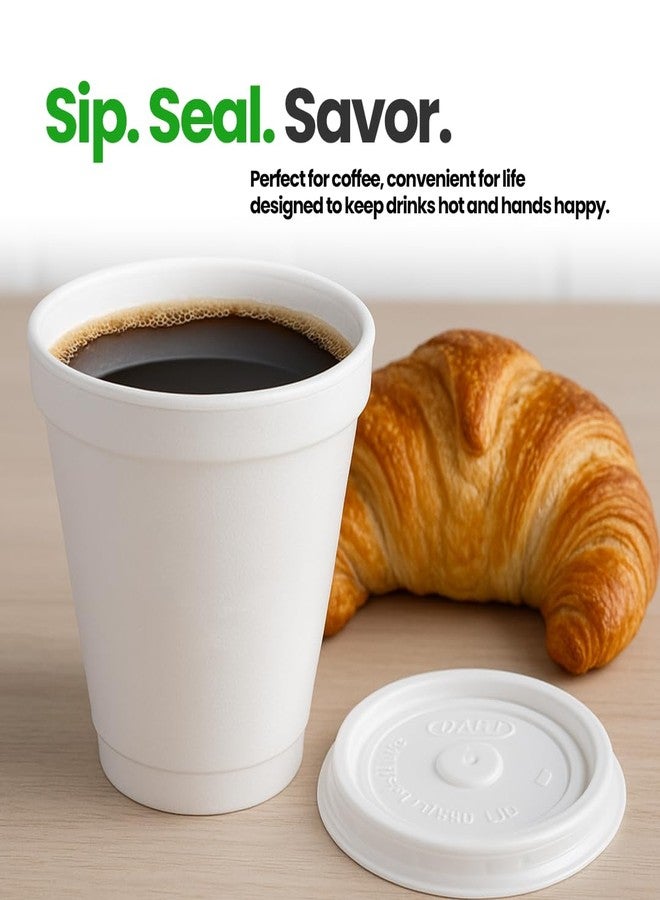 PailSail 8 oz Foam Cups with Lids (25–500 Pack) – Insulated Disposable Styrofoam Cups for Hot & Cold Drinks – White To-Go for Coffee, Tea, Juice, Soup – Made in USA (8 oz, 100.0, Count) - Image 3