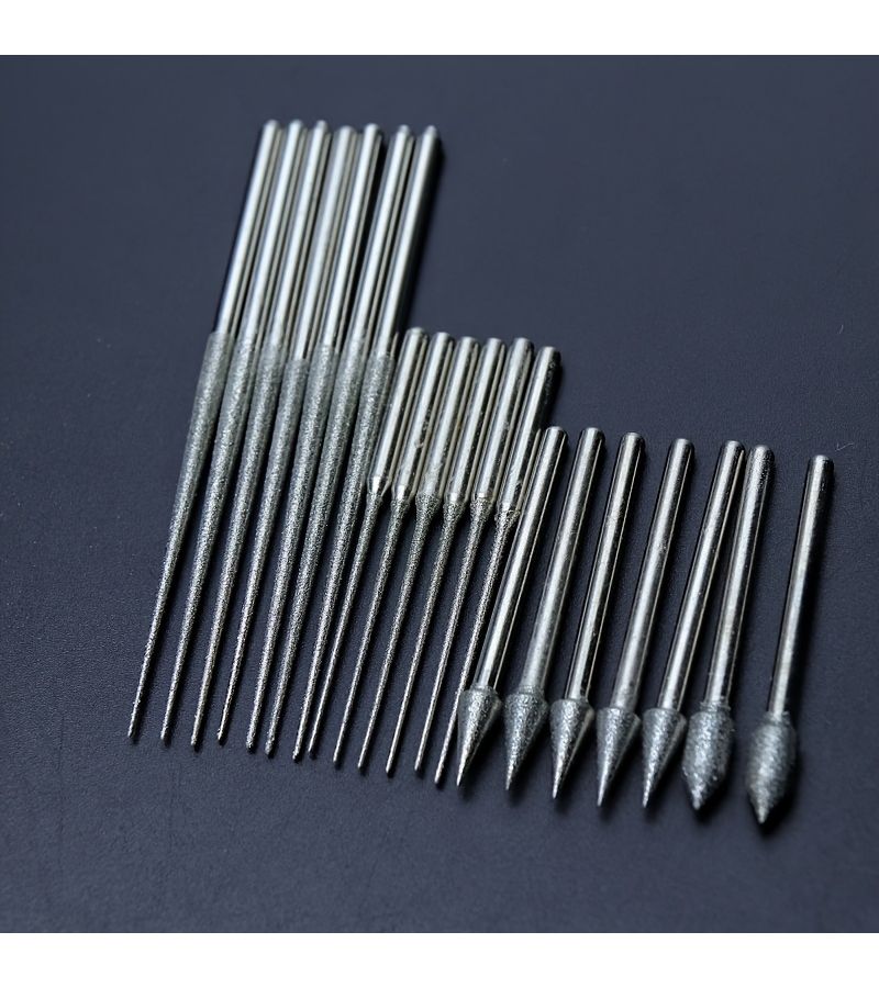 3 ملم ماس مطلي بالكهرباء مجموعة مثقاب موسع 4 قطع أدوات دوارة لنحت وتلميع الأحجار الكريمة والمعادن - Image 3