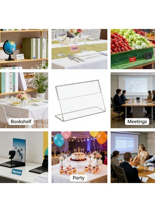 Hirospace 5 PCS Small Acrylic Sign Holders, Clear L-Shape Name Card & Price Tag Display Stands, Counter Top Mini Label Holders for Retail, Food, Merchandise - Image 2