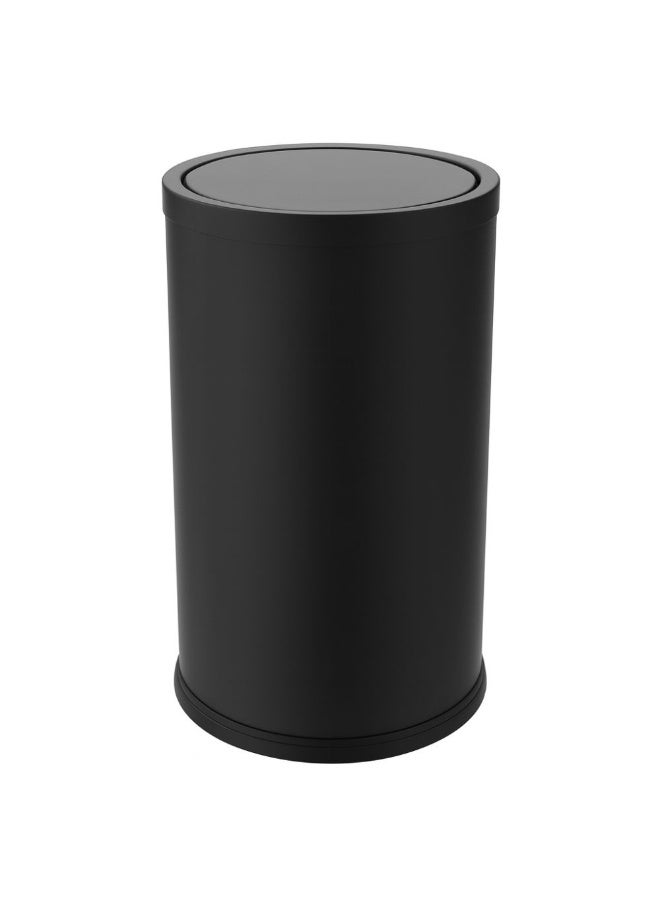 بريمانوفا سلة مهملات فيتا من الفولاذ المقاوم للصدأ مع غطاء متأرجح ودلو داخلي قابل للإزالة للتحكم في الروائح ومقاومة لبصمات الأصابع 60 × 30 سم 30 لترًا باللون الأسود - Image 1