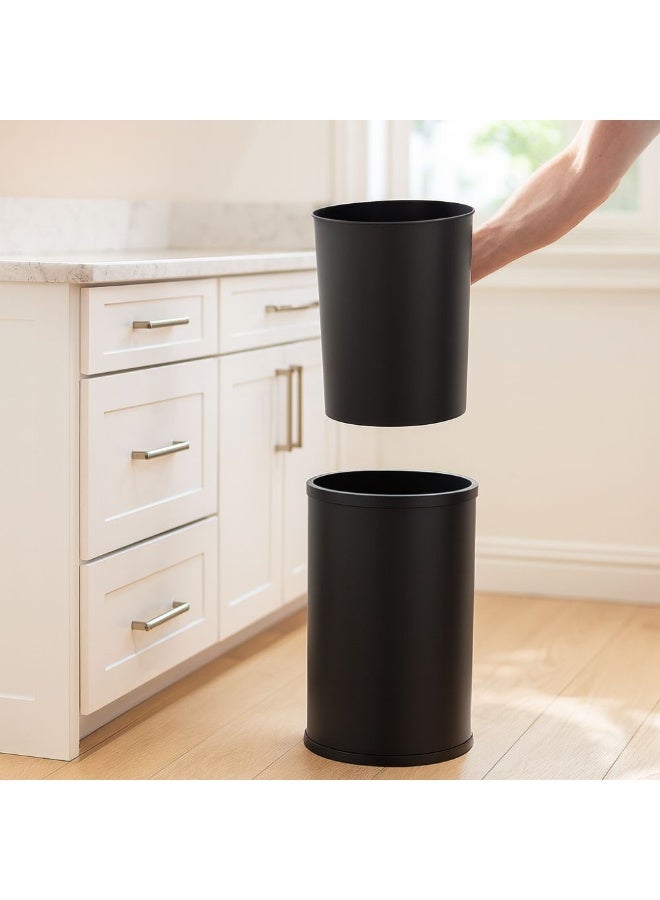 بريمانوفا سلة مهملات فيتا من الفولاذ المقاوم للصدأ مع غطاء متأرجح ودلو داخلي قابل للإزالة للتحكم في الروائح ومقاومة لبصمات الأصابع 60 × 30 سم 30 لترًا باللون الأسود - Image 3