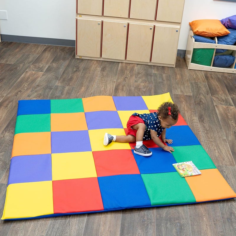 Children's Factory Patchwork Crawly Mat, Cushioned Floor Mat for Kids, Daycare Mat for Babies - Image 2