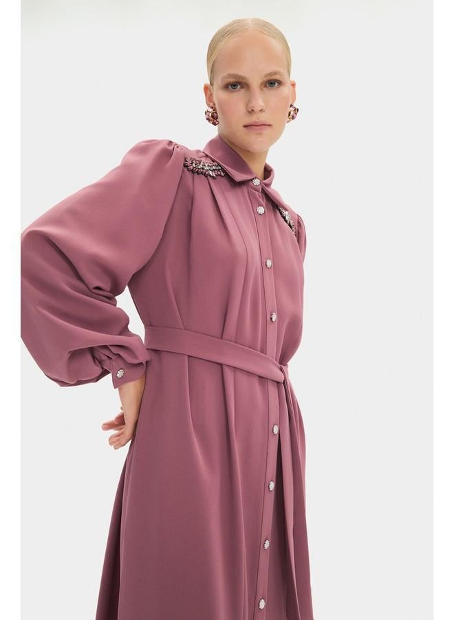 جون فستان بأزرار وحزام - Image 3