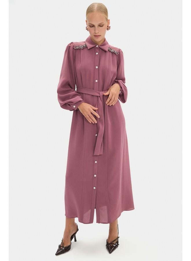 جون فستان بأزرار وحزام - Image 2