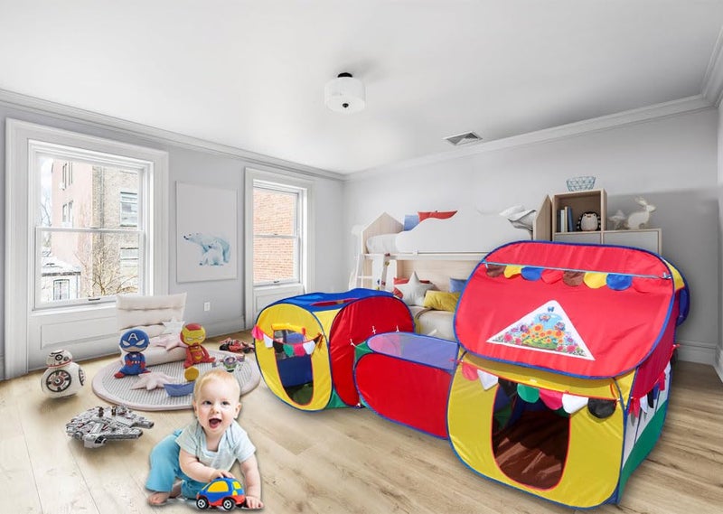 Homecute Small Size 3 in 1 Kids Play Tent House with Crawl Tunnel, Cube Tent & Hut Tent House (Multicolor) - Image 3