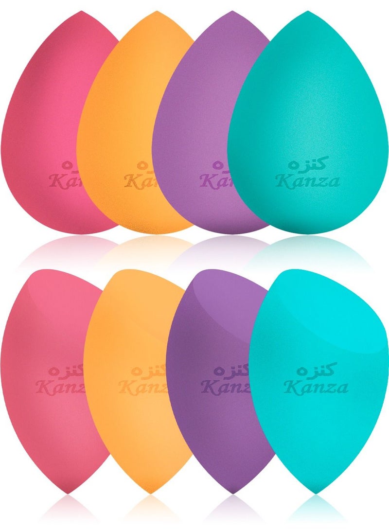 Kanza مجموعة إسفنجات مكياج جافة ورطبة 8 قطع متعددة الألوان إسفنجات تجميل ناعمة خلاط إسفنجات مكياج مجموعة إسفنجات أساس تجميلية - Image 2