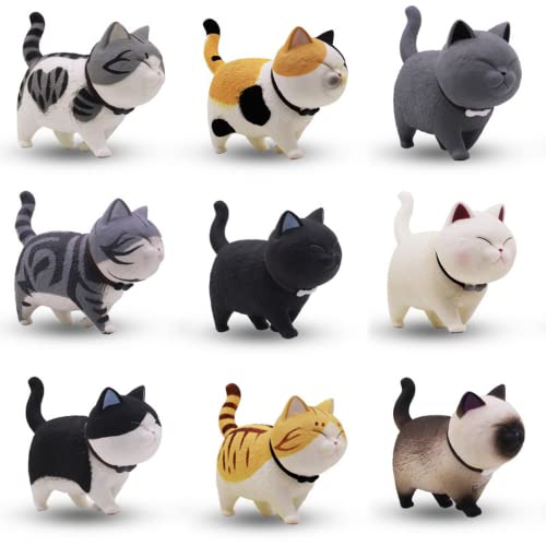 HOINCO 9 PCS Cute Miniature Cats Landscape Lovely Cats Figurines Fairy Home Garden Animals Kitten Adorable Cupcake Christmas Birthday Gift for Home Garden Decor Ornament Supplies - Image 1
