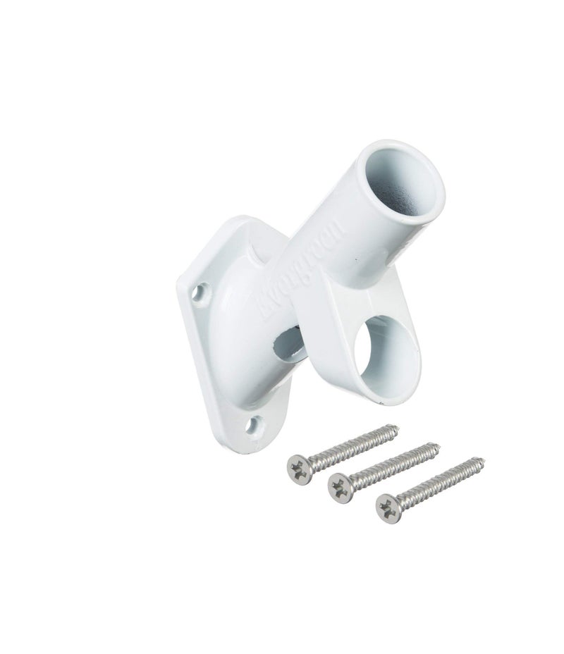 Evergreen Flag Bracket Two-Position 45 and 90 Degree Cast Iron White Flag Pole Bracket | Outdoor Home and Garden Décor for Residential or Commercial - Image 1