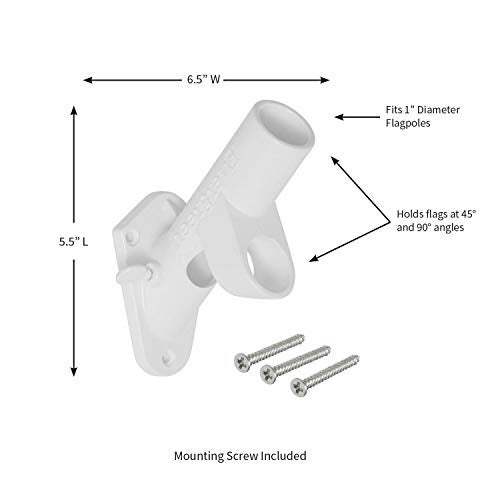 Evergreen Flag Bracket Two-Position 45 and 90 Degree Cast Iron White Flag Pole Bracket | Outdoor Home and Garden Décor for Residential or Commercial - Image 5