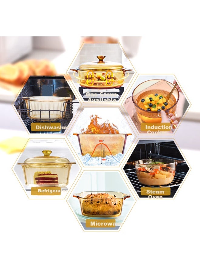 Visions Corning 3.2l Soup Pot Heat-resistant Glass Stew Pot + Baili 8-piece Dinnerware Set With Plates, Bowls, And Dishes, Cookware Set For Home Use - Image 2